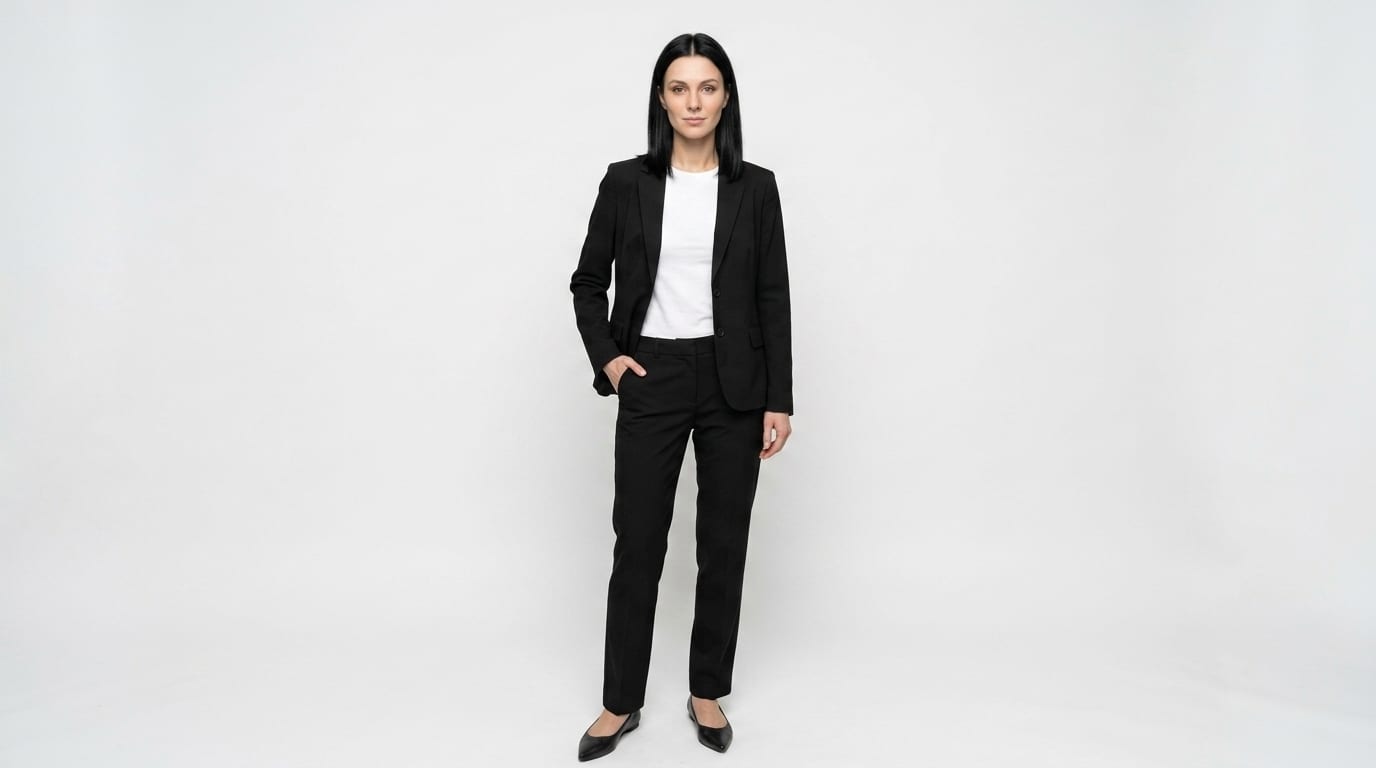Suit worn by a virtual model