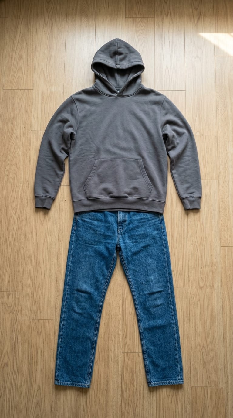 Hoodie photographed at home